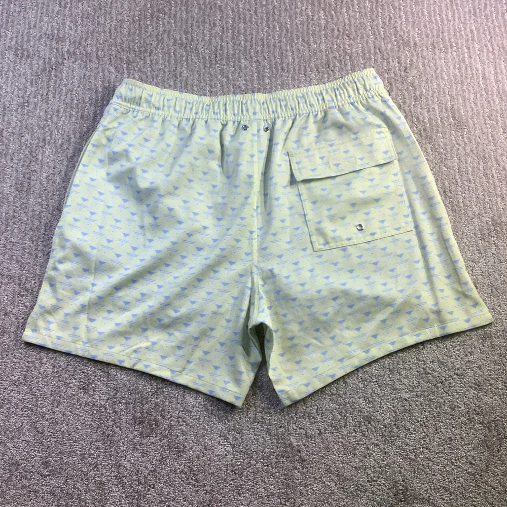 Robert Graham Mens Martini Tower Swim Trunks Yellow Blue Size L NWT